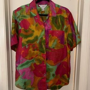 C.G.Designs. Colorful Men's Shirt. Size Large 100% RAMIE